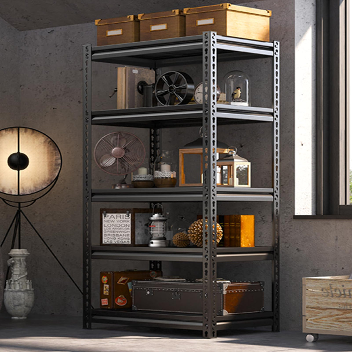 REIBII 72'' Garage Shelving Heavy Duty Garage Storage Shelves Loads 1700LBS Heavy Duty Shelving Adjustable 5-Tier Metal Shelves for Storage,Basement REIBII