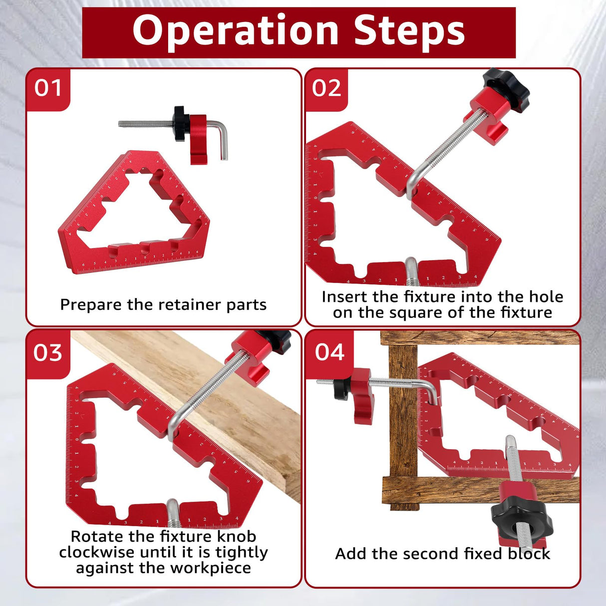 Tzdxfgl Corner Clamps for Woodworking Tools, 45 and 90 Degree Angle Clamps with Fixer, Aluminum Alloy Positioning Squares Right Angle Clamps, Precise Tzdxfgl