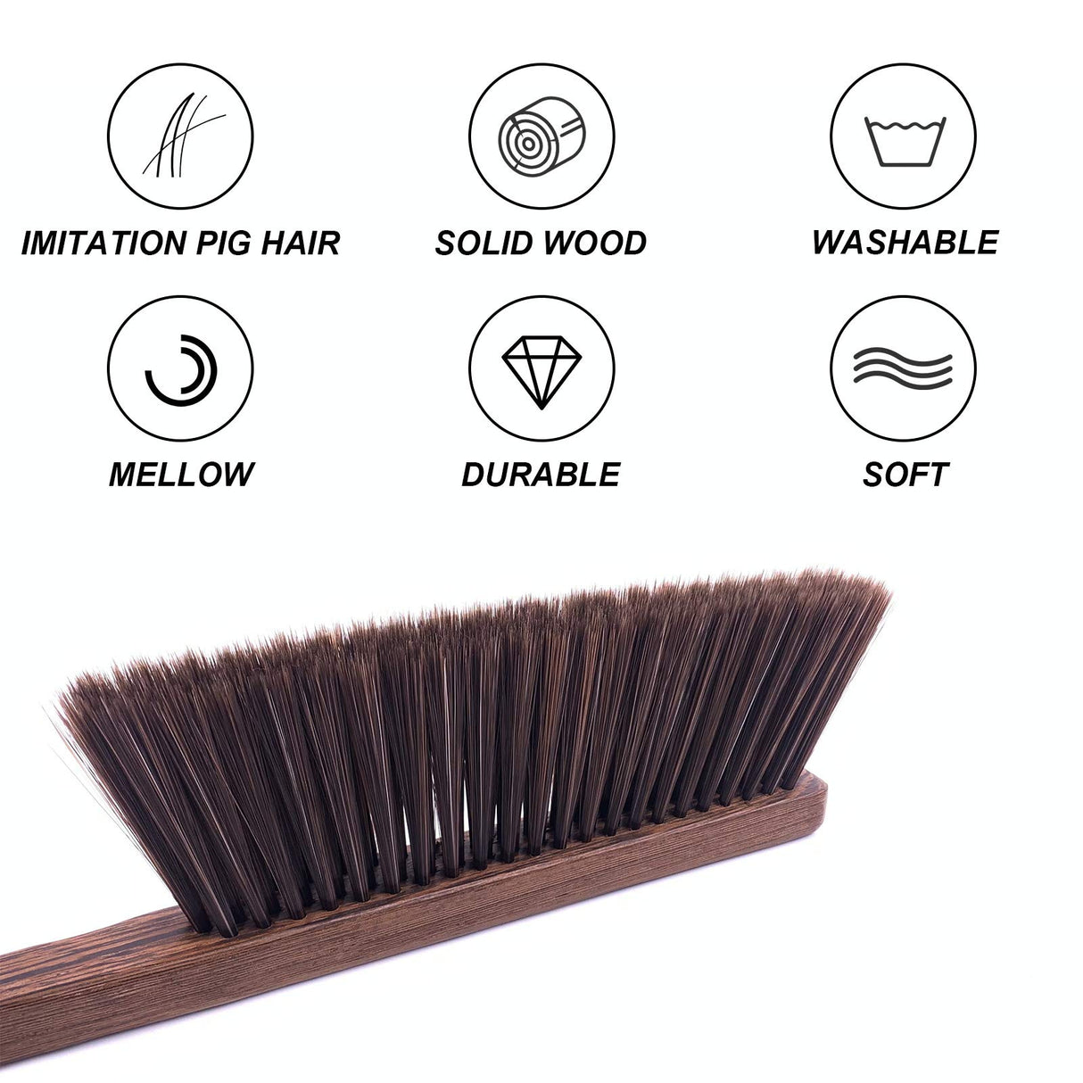 Hand Broom Cleaning Brushes-Soft Bristles Dusting Brush for Cleaning Car/Bed/Couch/Draft/Garden/Furniture/Clothes,Wooden Handle jrceliy
