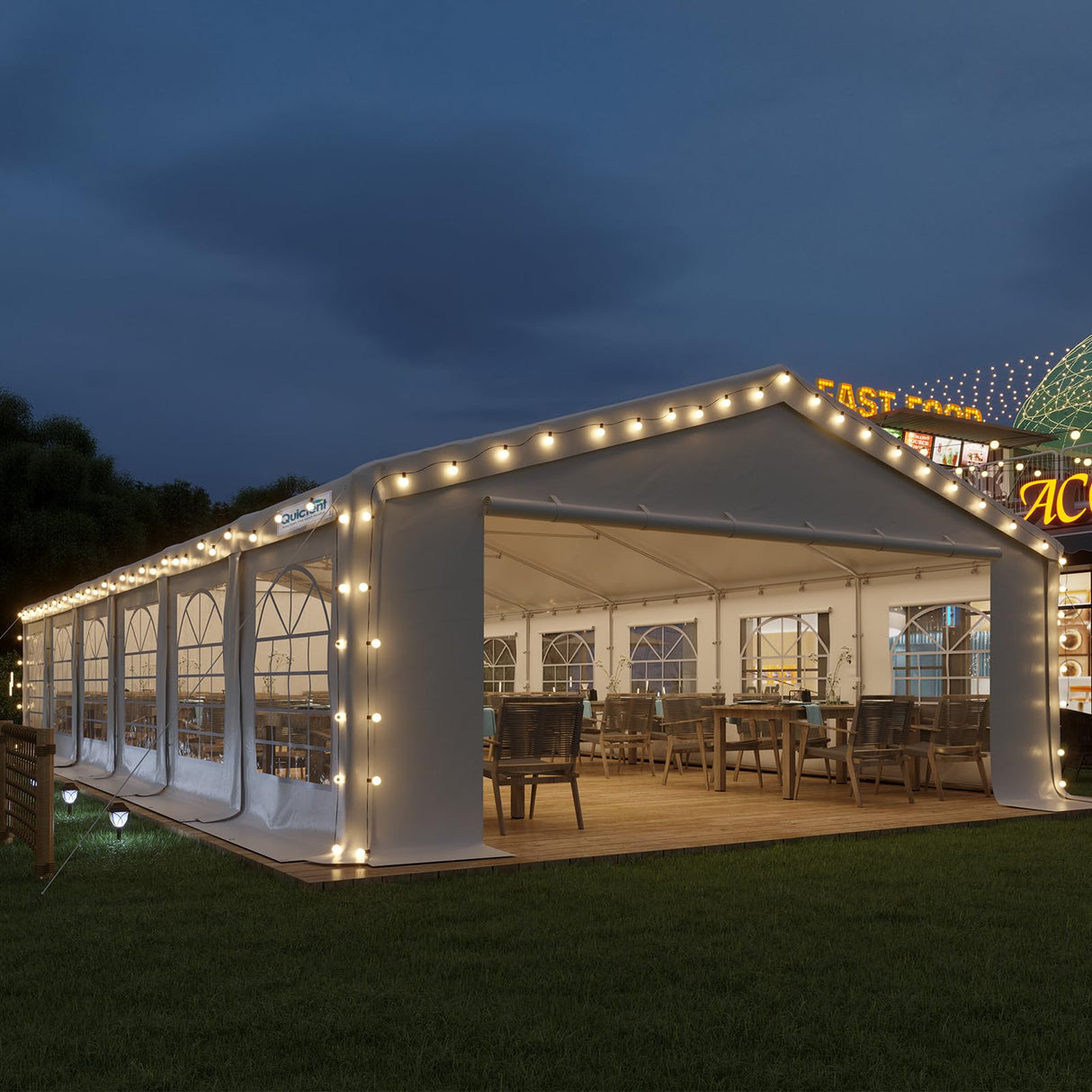 Quictent 20x40 Party Tent Heavy Duty Upgrade PVC Fire Retardent Vinyl Outdoor Gazebo Wedding Canopy Carport Shelter BBQ Tents with 6 Removable Quictent