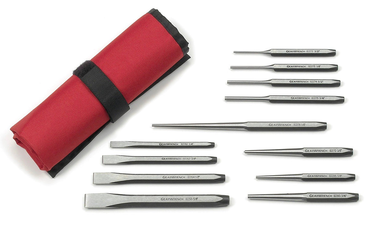 GEARWRENCH Punch and Chisel Set - 82305,Chrome, Large, 12 Pc GEARWRENCH