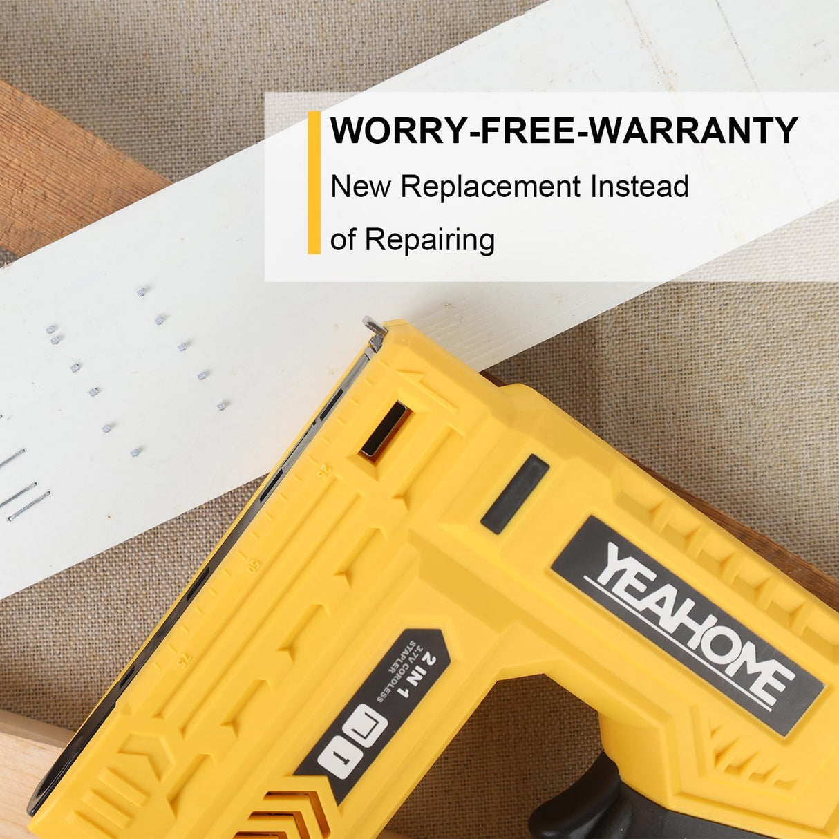 YEAHOME Electric Staple Gun, 2 in 1 Electric Brad Nailer/Stapler, 3.7V Power Cordless Stapler Tacker with USB Charger Cable, 1000 Staples for YEAHOME