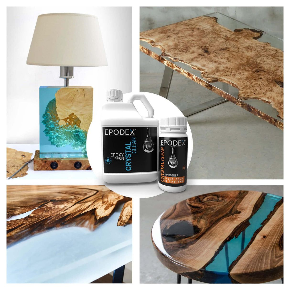 EPODEXยฎ Deep Pour & Casting Epoxy Resin Kit Crystal-Clear & Colored, Solvent-& Bubble-Free, UV-Stabilized, Low Odor, Up To 12 Inch, River Table, Deep EPODEX