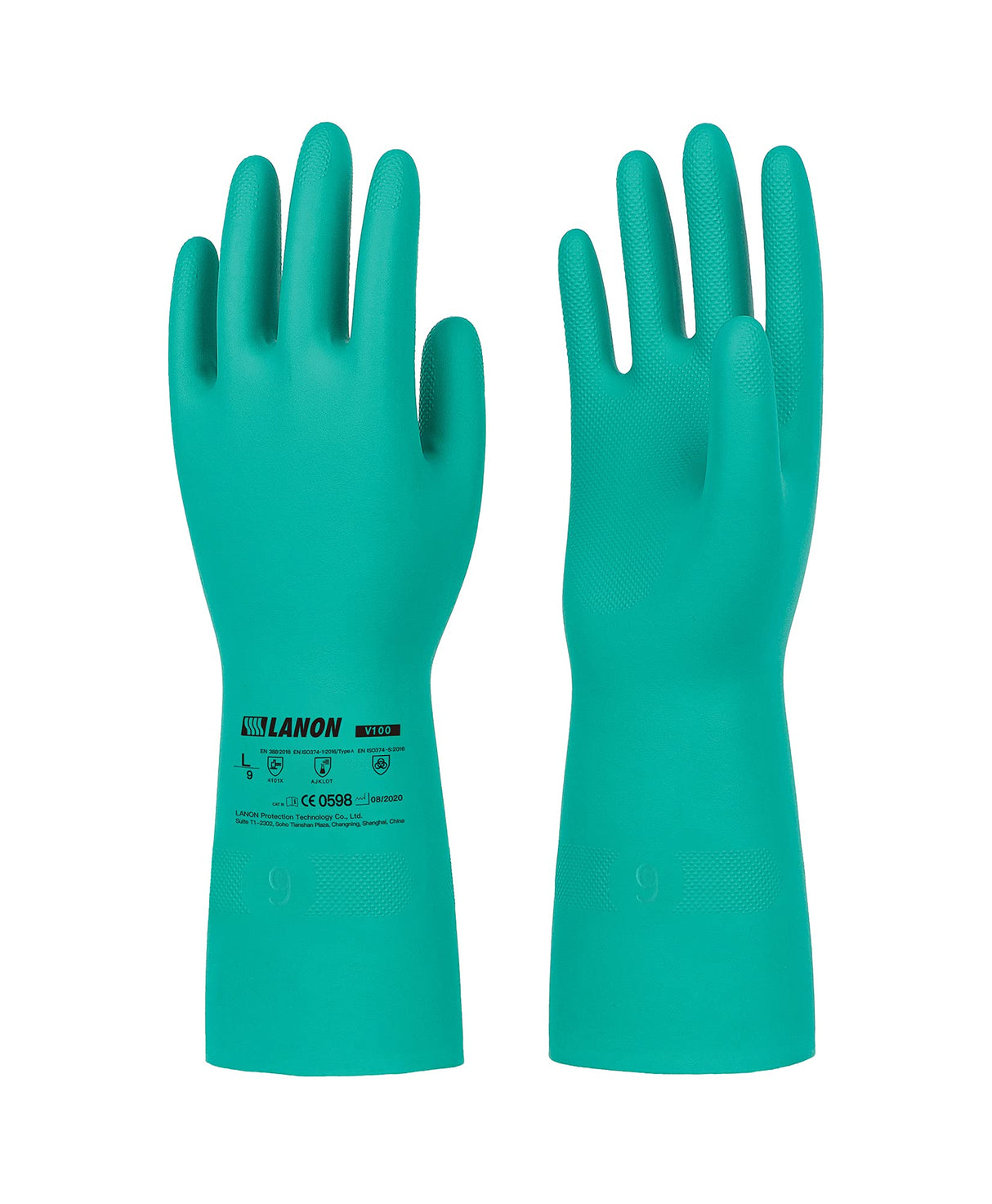 LANON 3 Pairs Nitrile Chemical Resistant Gloves, Reusable Heavy-Duty Rubber Gloves, Acid, Alkali & Oil Protection, Non-Slip, Large LANON Protection