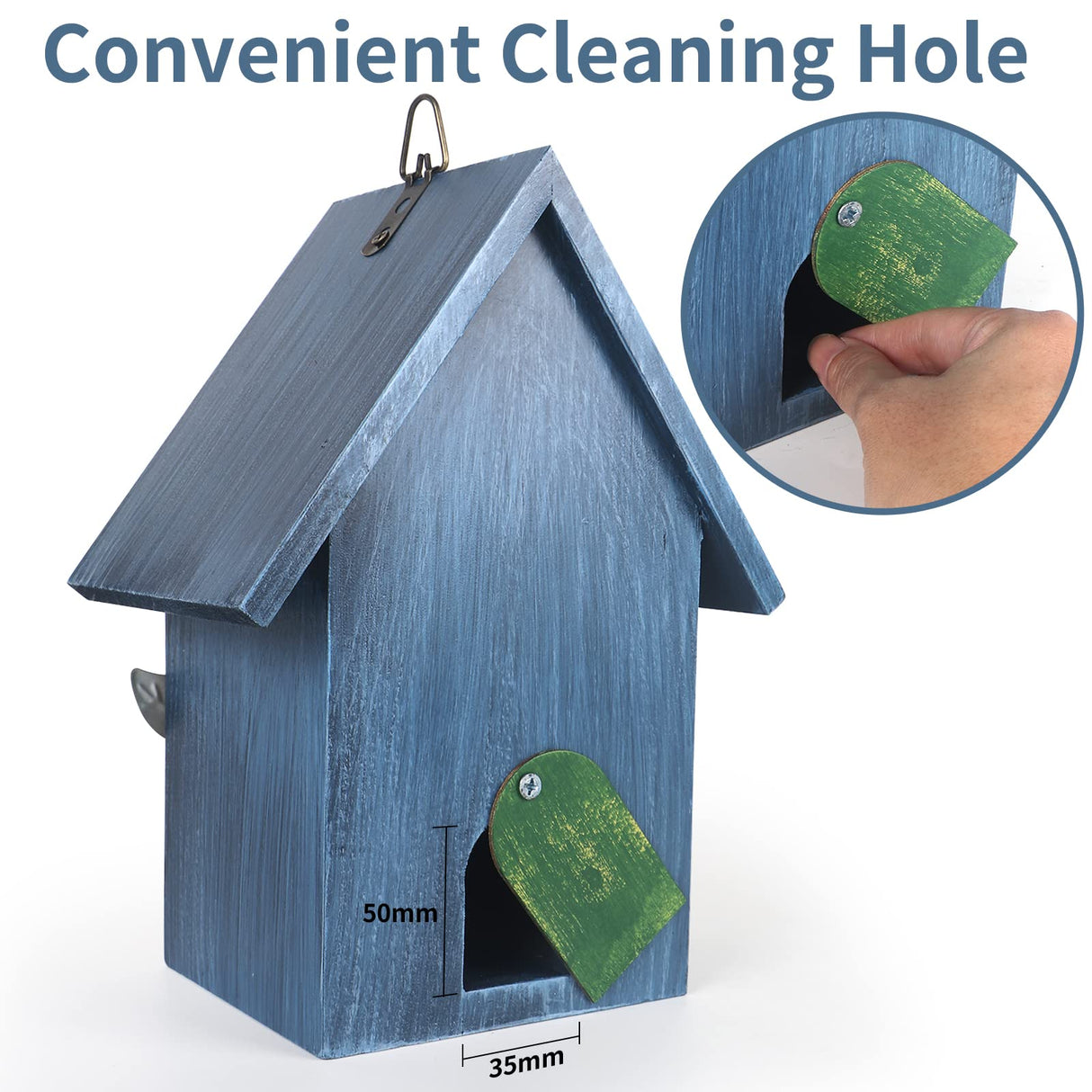 Birdhouse,Nesting Boxes for Birds, Rustic Wooden Flower Nesting Box for Birds for Outdoors, Hanging Bridal House for Garden Decoration, Blue LOTKEY