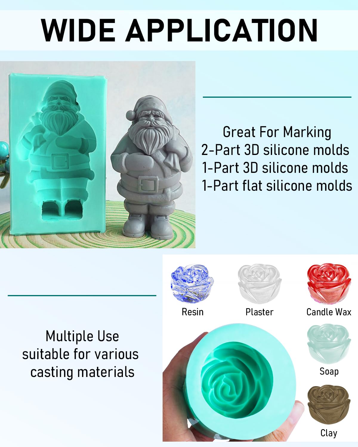 Nicpro 80 oz Silicone Mold Making Kit 20A, Platinum Liquid Silicone Rubber for Mold Maker, Jade Green Flexible & Food Safe Mix Ratio 1:1 for Casting Nicpro