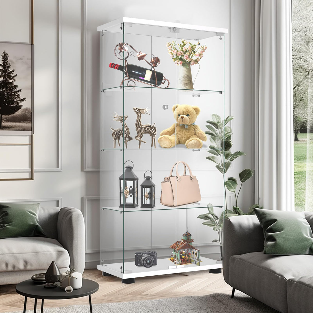 Elegant Glass Display Cabinet with Lockable Door and 4 Shelves - Easy 30-Minute Assembly Generic