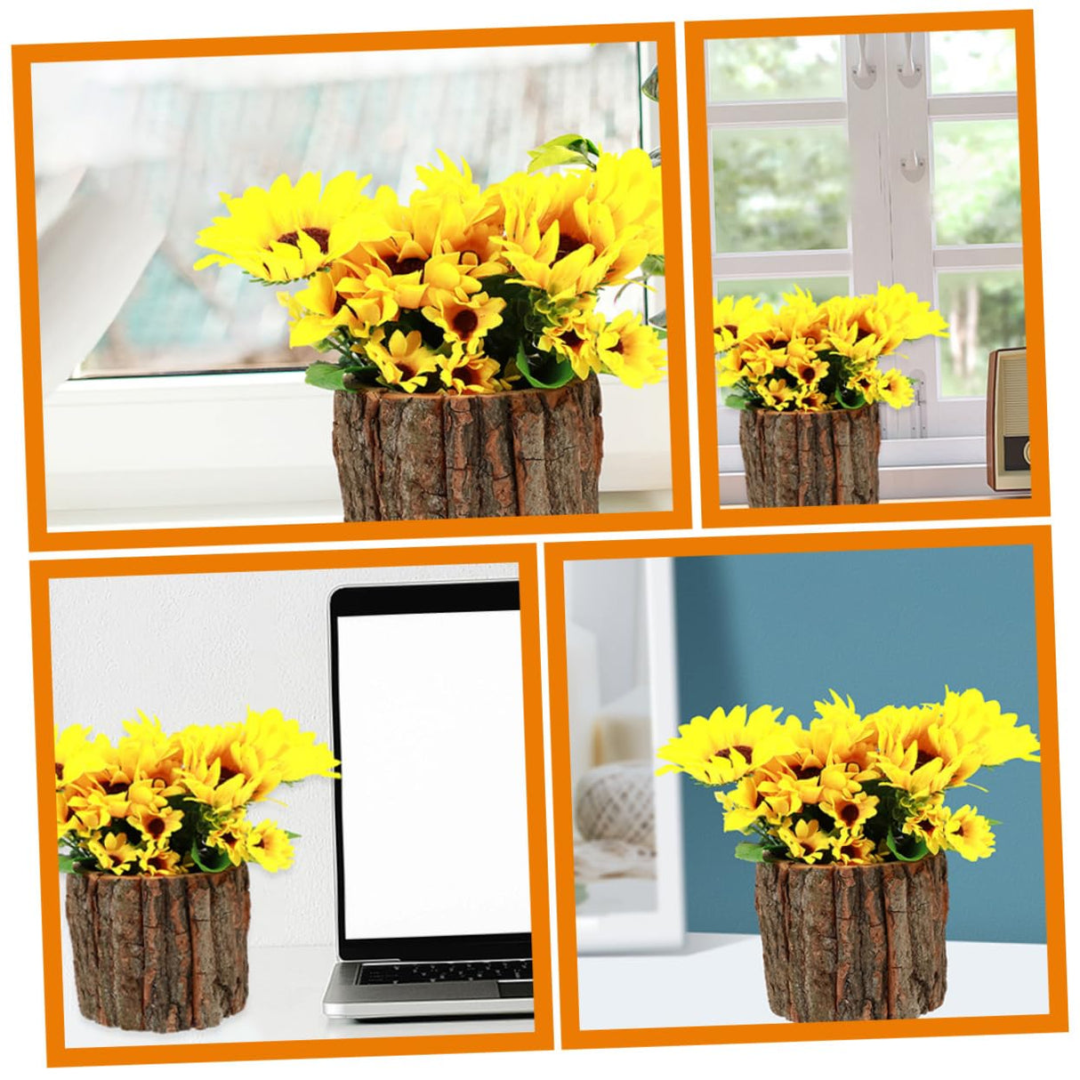 Amosfun 2pcs Wood bark Flower Pot Rustic Flower Pot Flower Arrangement Bucket Tree Planter Flower Storage Pot Flower Planting pots Flower Barrel Amosfun