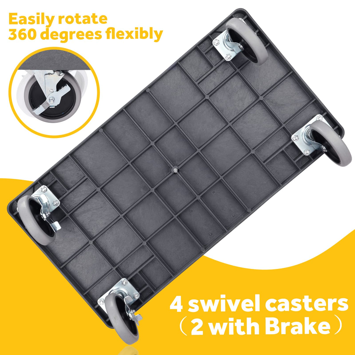 ELAFROS Heavy Duty Plastic Utility Cart 34 x 17 Inch - Work Cart Tub Storage W/Deep Shelves and Full Swivel Wheels Safely Holds up to 550 lbs - 2 ELAFROS