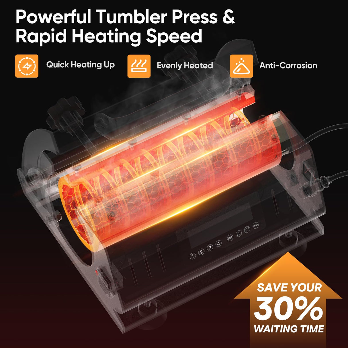 Tumbler Heat Press Machine Pro 30 OZ - Diyand 110V Heat Press Fits 30OZ 20OZ 16OZ Sublimation Skinny Straight Tumblers Glass, 11OZ DIY Mug Tumbler Diyand