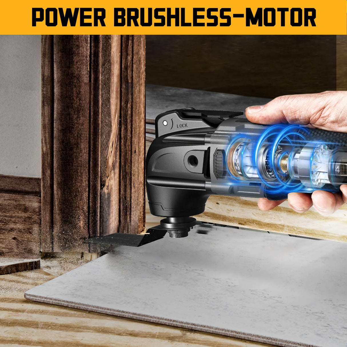 Cordless Oscillating Tool for Dewalt 20V Battery, Brushless-Motor Tool with Auxiliary Handle, 6 Variable Speed Oscillating Multi-Tool for Scraping, Cerycose