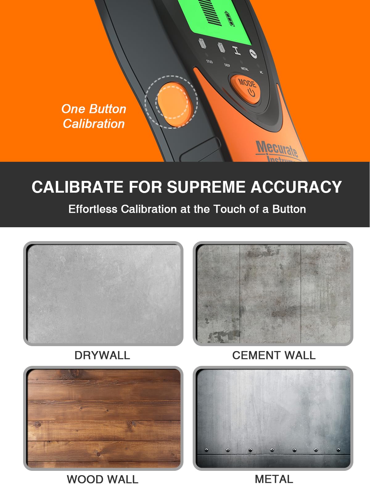 Mecurate Stud Finder Wall Scanner Sensor - 5 in 1 Electronic Stud with LCD Display & Audio Alarm for Wood AC Live Wire Metal Studs Detection Joist Mecurate