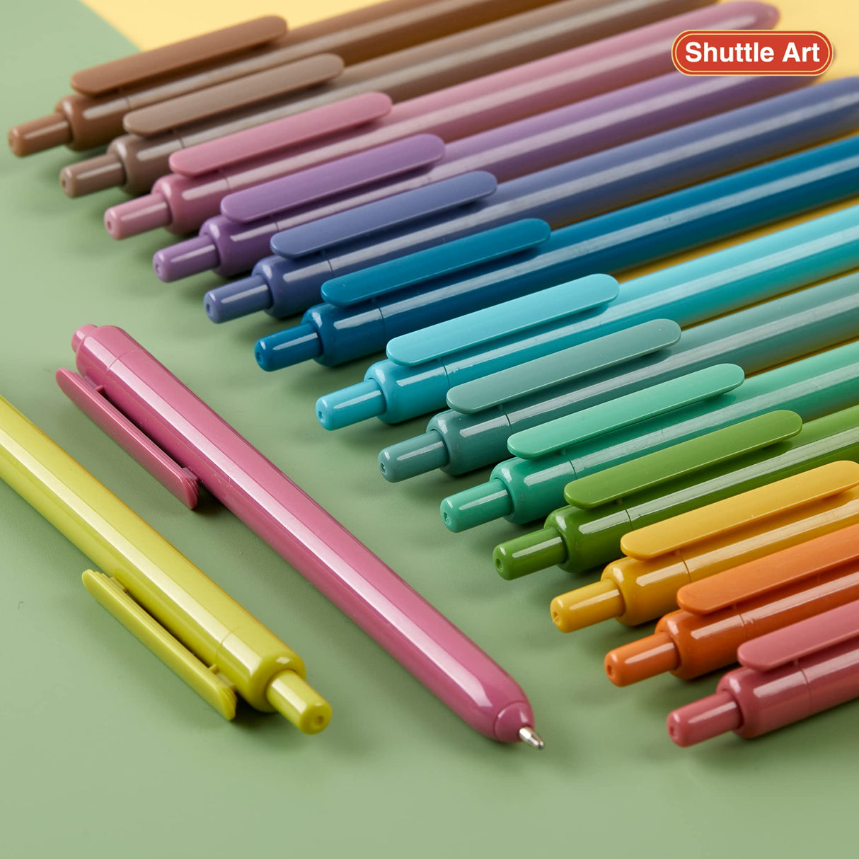 Shuttle Art Ballpoint Pens, 15 Pack Vintage Retractable Black Ink Ball Point Pens, Cute Pens 1.0mm Medium Point Quick Drying for Writing Journaling Shuttle Art