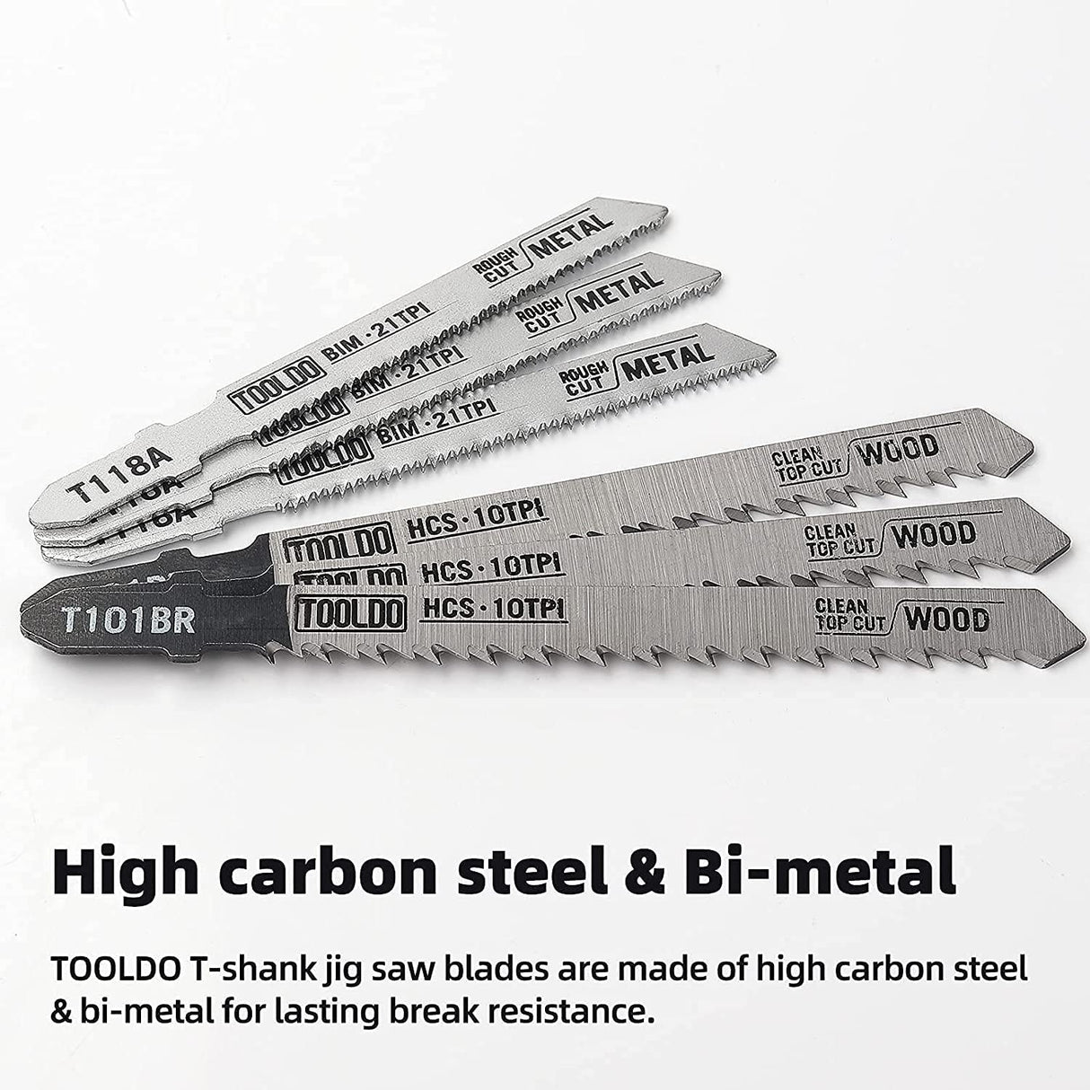 TOOLDO Jigsaw Blades Set 30 Piece, Assorted Professional Jig Saw Blades for T-Shank,Wood and Metal Cutting, Replacement Saw Blade for Dewalt, TOOLDO