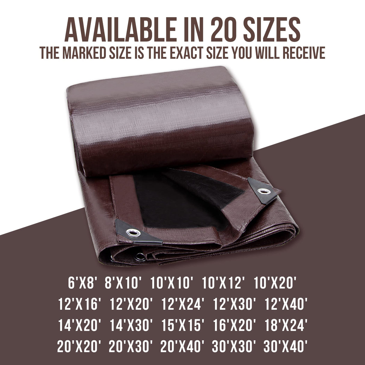 CARTMAN Finished Size 12x20 Feet Extra Thick 12 Mil Heavy Duty Poly Tarp, Multipurpose Protective Cover, UV Resistant, Waterproof Poly Tarpaulin with CARTMAN