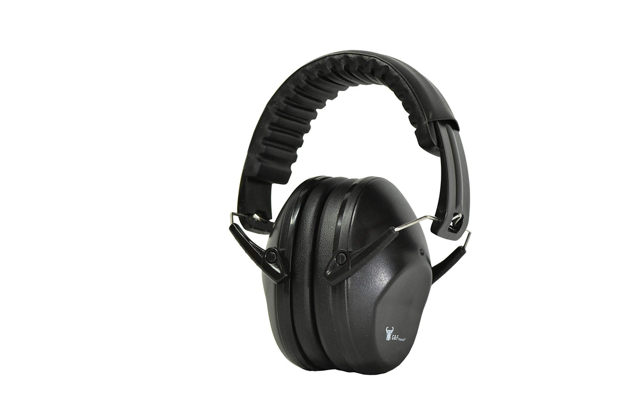 Earmuffs hearing protection with low profile passive folding design 26dB NRR and reduces up to 125dB, black G & F Products