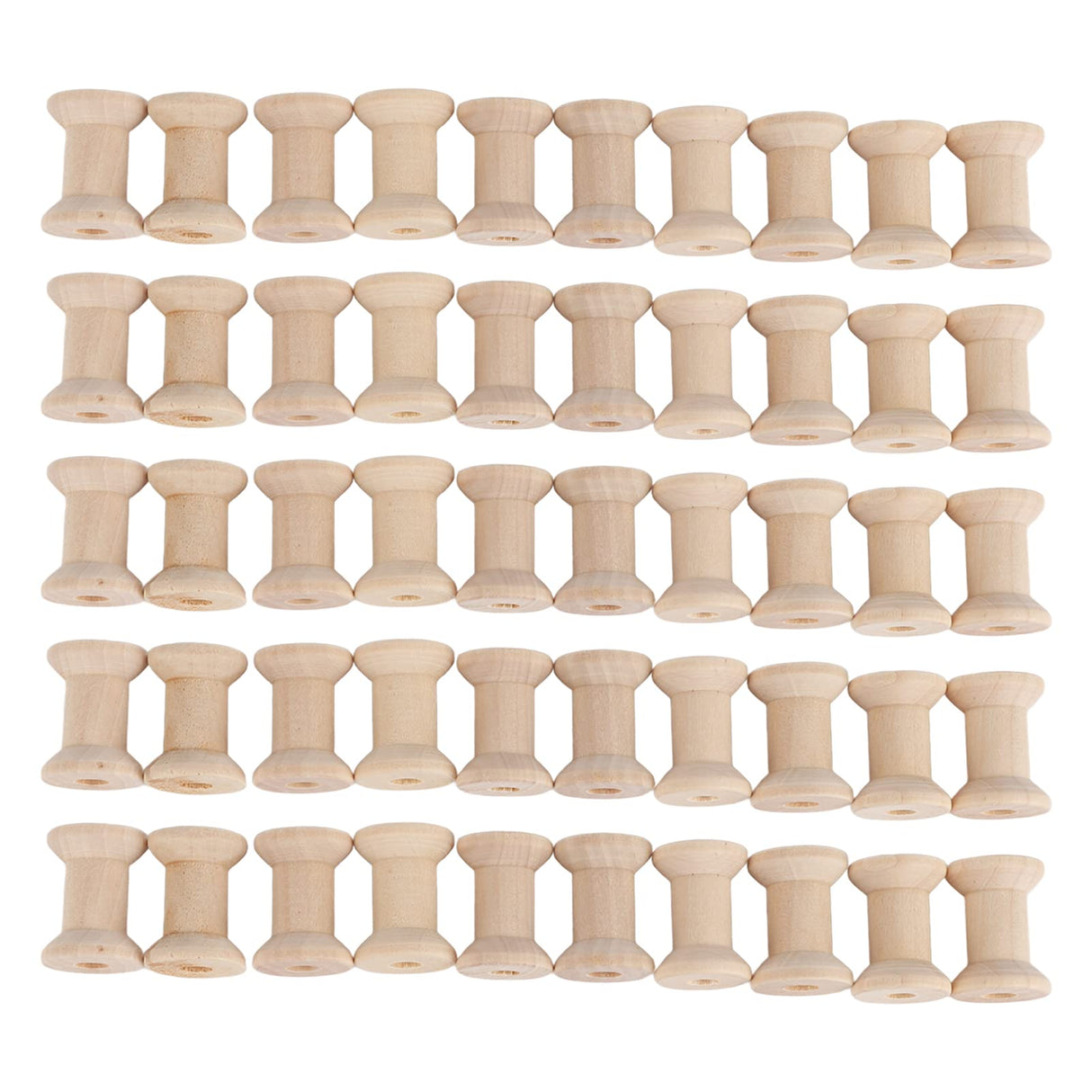 50PCS Hourglass Wooden Spools, Wooden Spools for Crafts, Unfinished Empty Thread Spool, Wooden Ribbon Spools Empty Wooden Thread Spools for Arts and HERCHR
