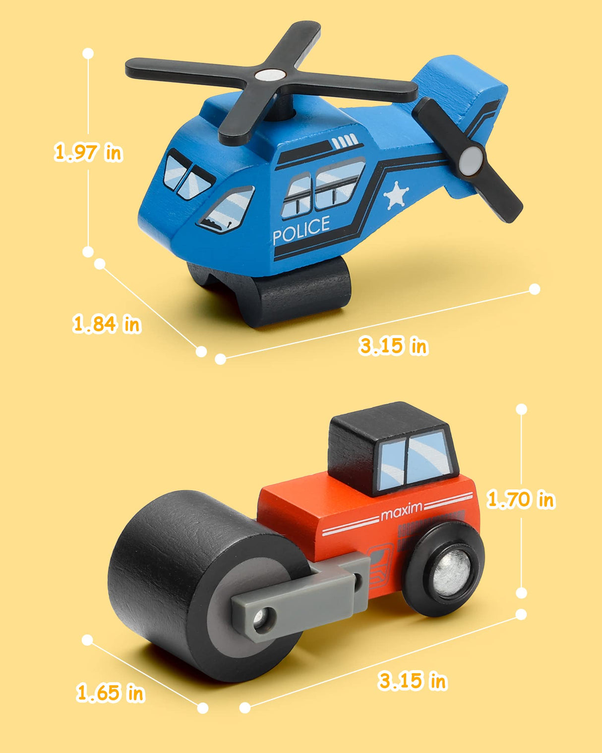 SainSmart Jr. Wooden Train Set Accessories Toy Cars (10 PCS), Compatible with All Major Brands, Gift for Toddlers and Kids Aged 3+ SainSmart Jr.