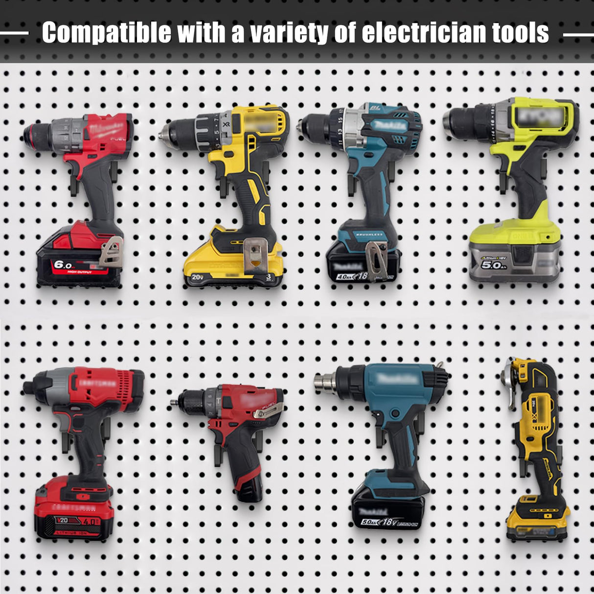 YAMTO 2pcs Power Tool Organizer,Heavy Duty Pegboard Wall Organizer,Stainless Steel, Electric Drill Storage Rack,Perfect for Storage Garages, Homes, YAMTO