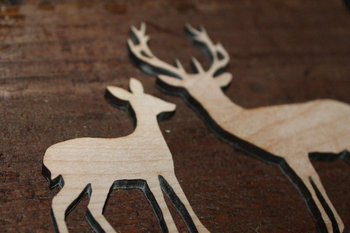 SET of Deer Buck Doe Unfinished Wood Cutout Cut Out Shapes Ready to Paint Crafts All Sizes Made in Texas Texan Wood Crafts