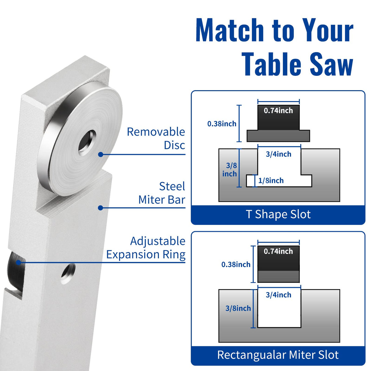 UOKRR Miter Gauge for Table Saw w/ 20 Inch-36 Inch Telescoping Aluminum Miter Fence & Bar/Precision Repetitive Cut Flip Stop / 60° Angled Ends for UOKRR