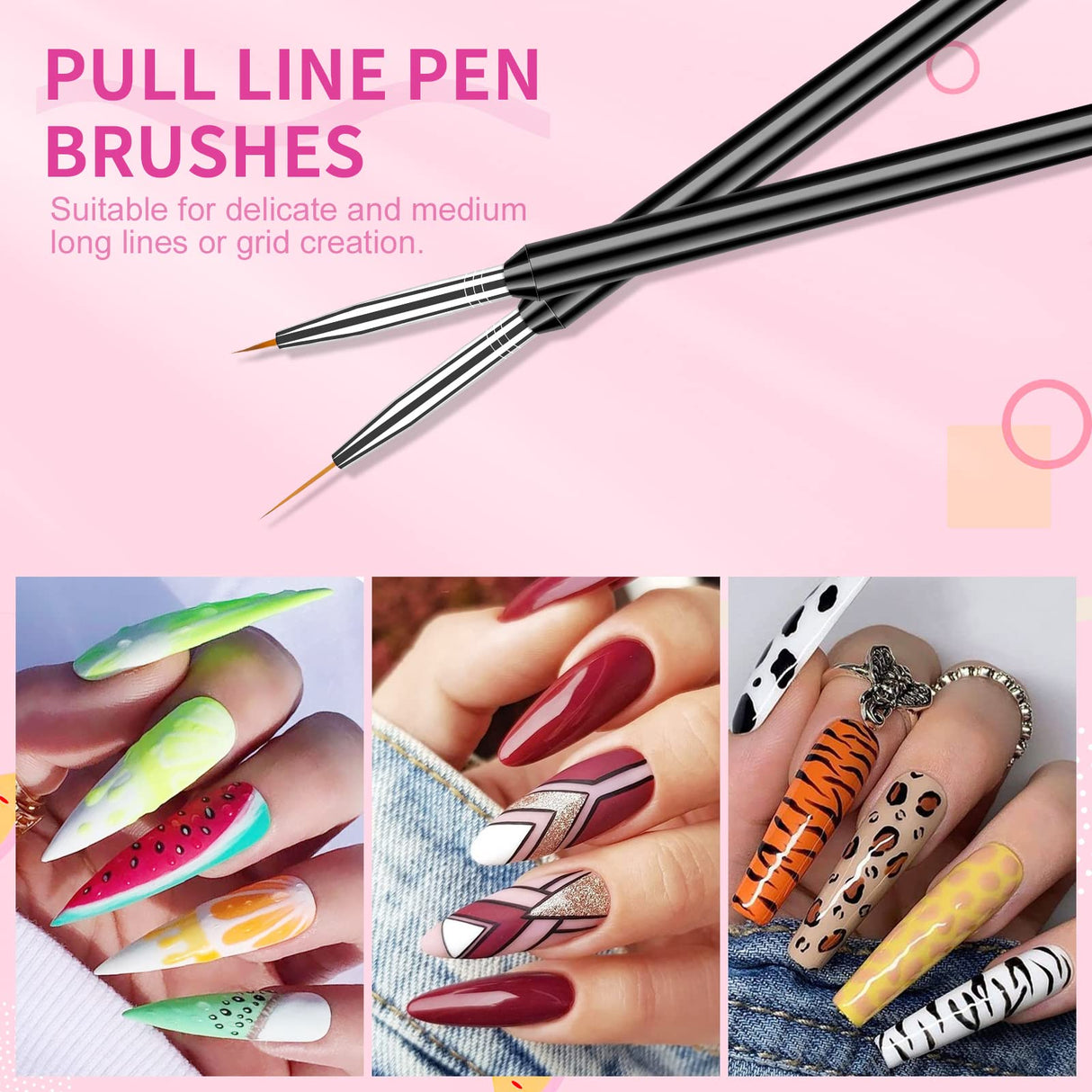 Saviland Nail Art Brushes Set - 6pcs Double-End Nail Art Brushes Kit Professional Nail Art Tools Kit with Painting Dotting Line Pen for Gel Polish SAVILAND