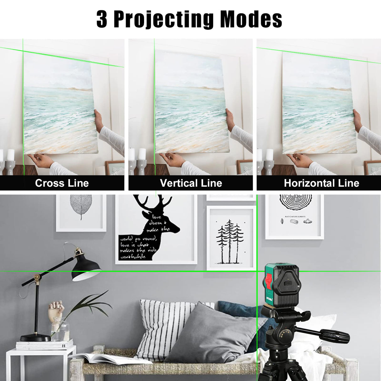 Laser Level, HYCHIKA 100Ft Self-Leveling Green Laser Level, Dual Modules with 2 Laser Heads Horizontal Vertical Cross Line, IP54, Rechargeable Cross HYCHIKA BETTER TOOLS FOR BETTER LIFE