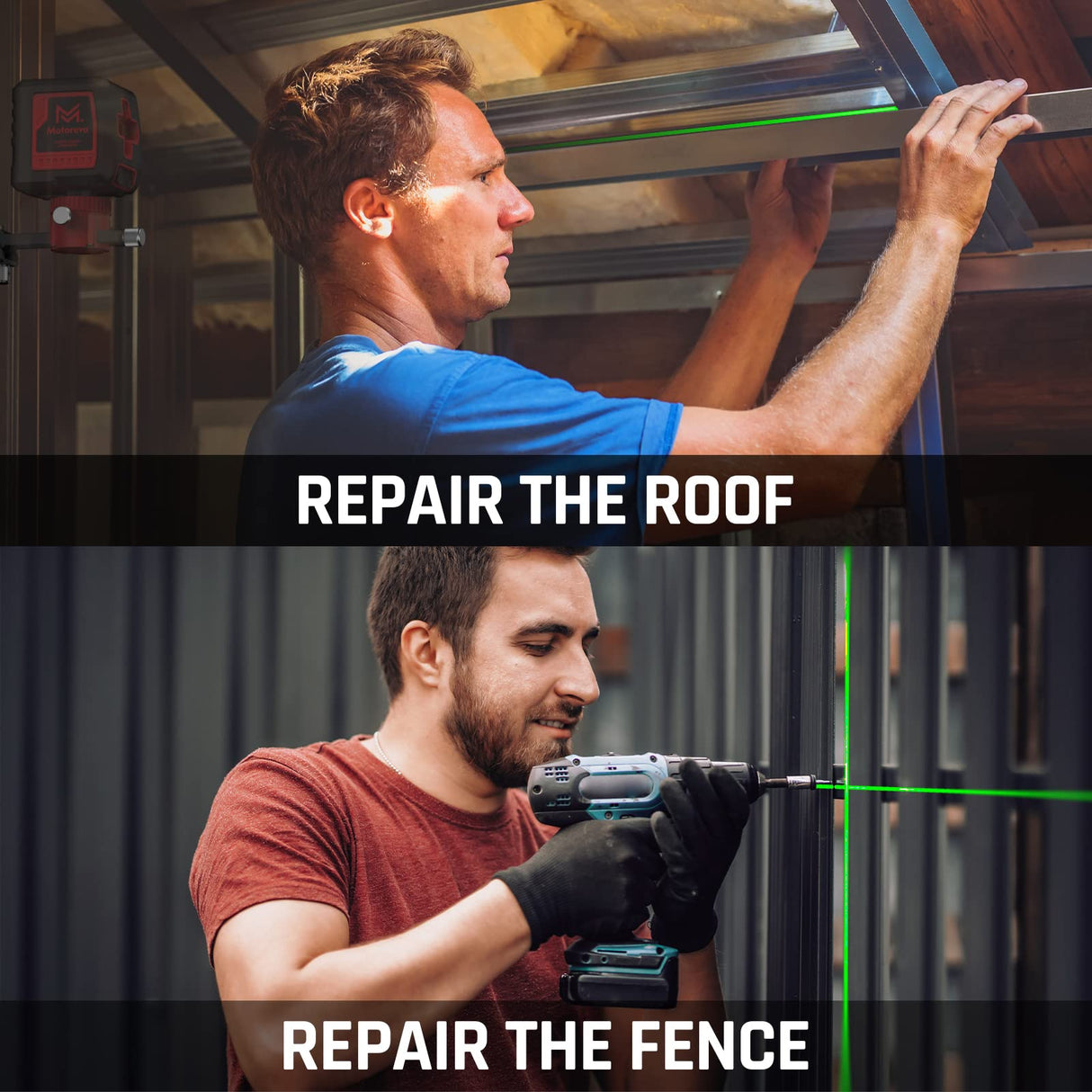 Motovera Laser Level, 100 feet Self Leveling Laser Level, Green Cross Line Self leveling, 4 Brightness Adjustment, Manual Self leveling and Pulse Motovera