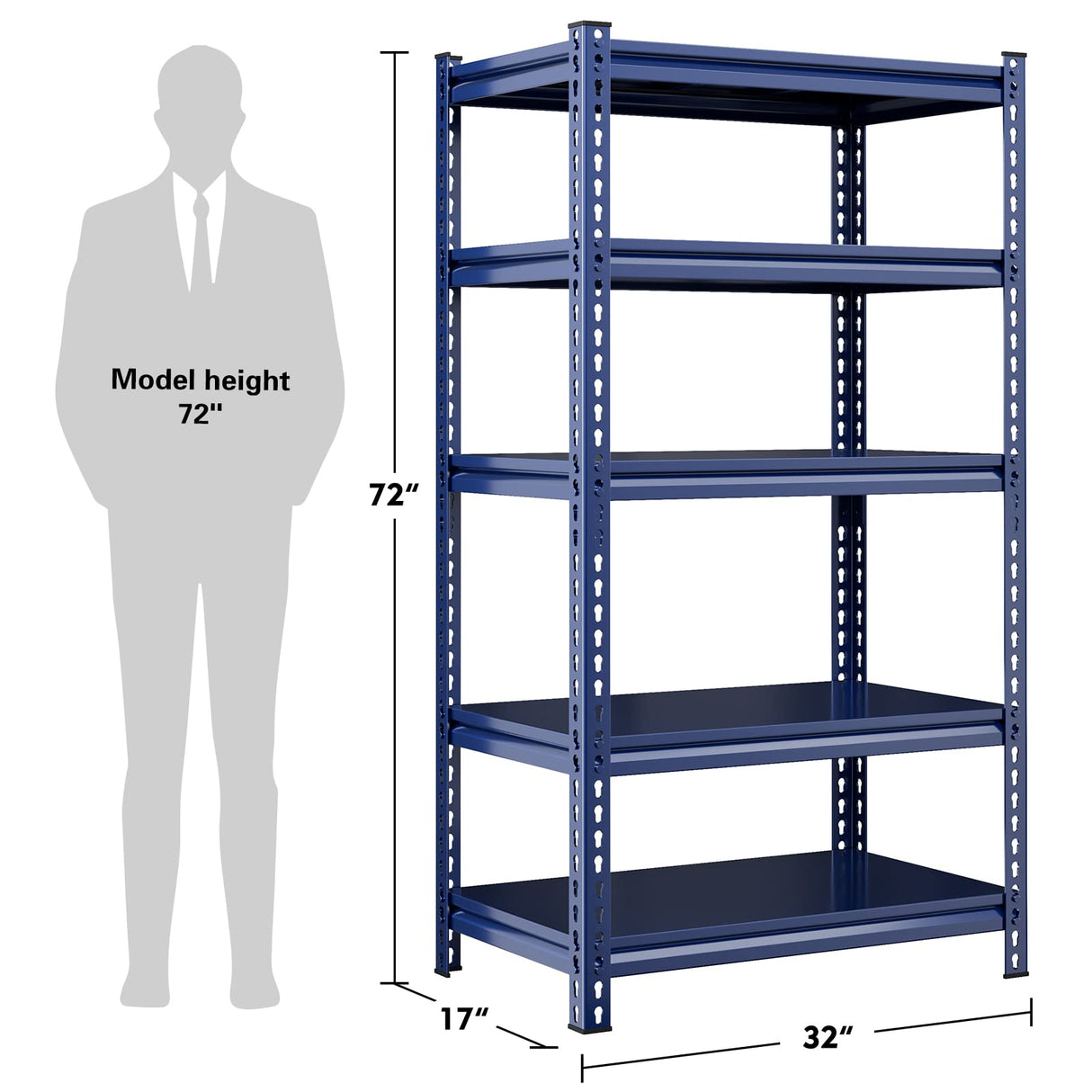 REIBII 72" Garage Shelving Heavy Duty Storage Shelves Holds 1700 LBS Adjustable 5-Tier Metal Shelving Units and Storage Rack Heavy Duty Shelving REIBII