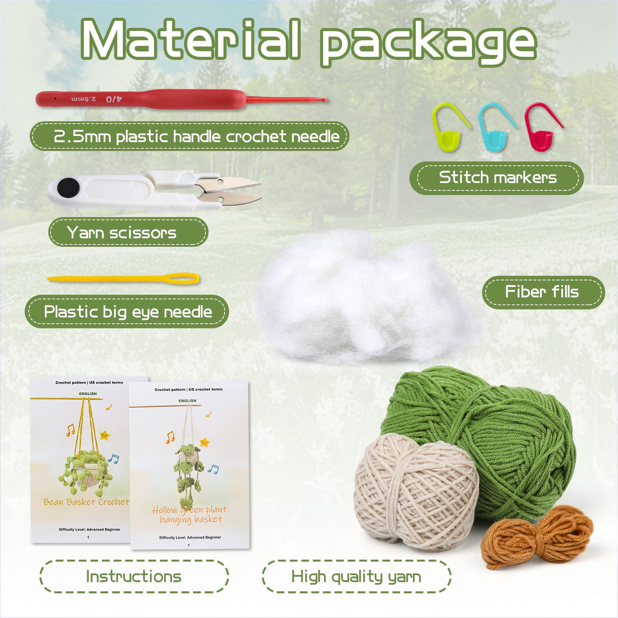 kdafio Crochet Kit for Beginners, 2PC Hanging Potted Plants Crochet Starter Kit with Step-by-Step Instructions and Video Tutorials Complete Crochet kdafio