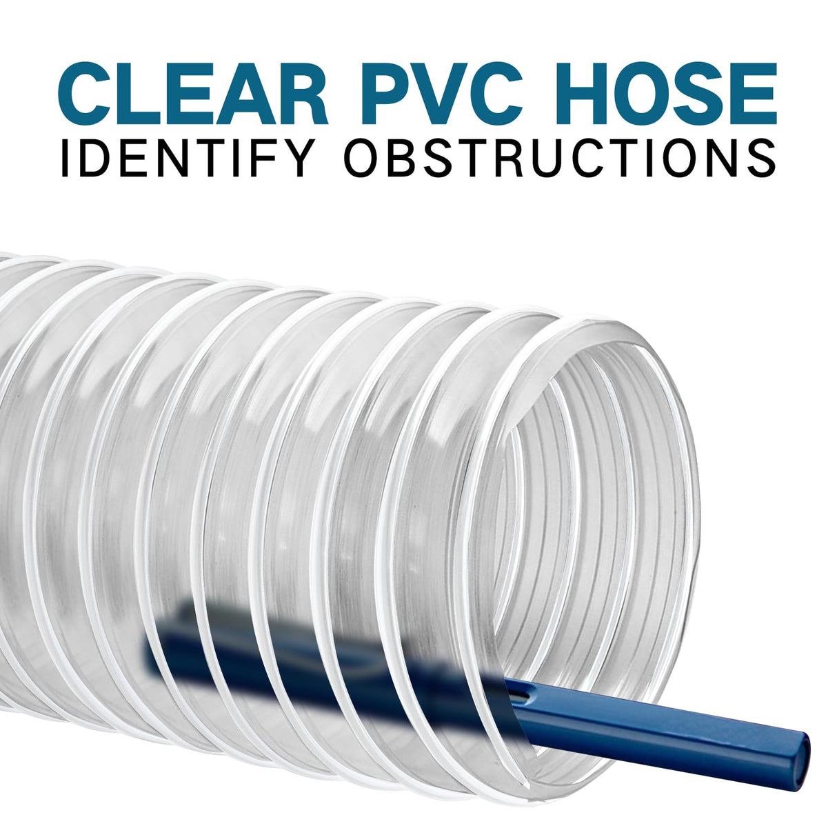 Heavy PVC Dust Collection Hose 4" x 10', Puncture Resistant PVC Dust Collection Hose with Carbon Steel Wire Coil, Flexible Clear PVC Fume Collection Qucship