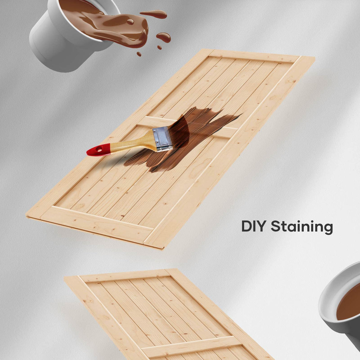 EaseLife 36in x 84in Sliding Barn Wood Door,Interior Doors,DIY Assemblely,Solid Natural Spruce Panelled Slab,Easy Install,Apply to Rooms & Storage EaseLife