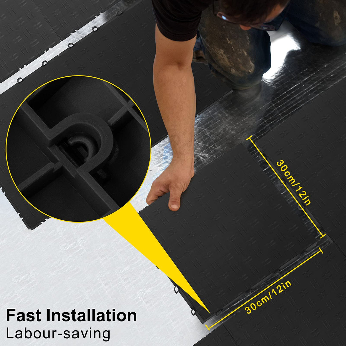 VEVOR Garage Floor, Durable Interlocking Floor Tiles, 50 Pack, Non-Slip Diamond Plate Garage Tiles, Support up to 55,000 lbs for Car Garage, VEVOR