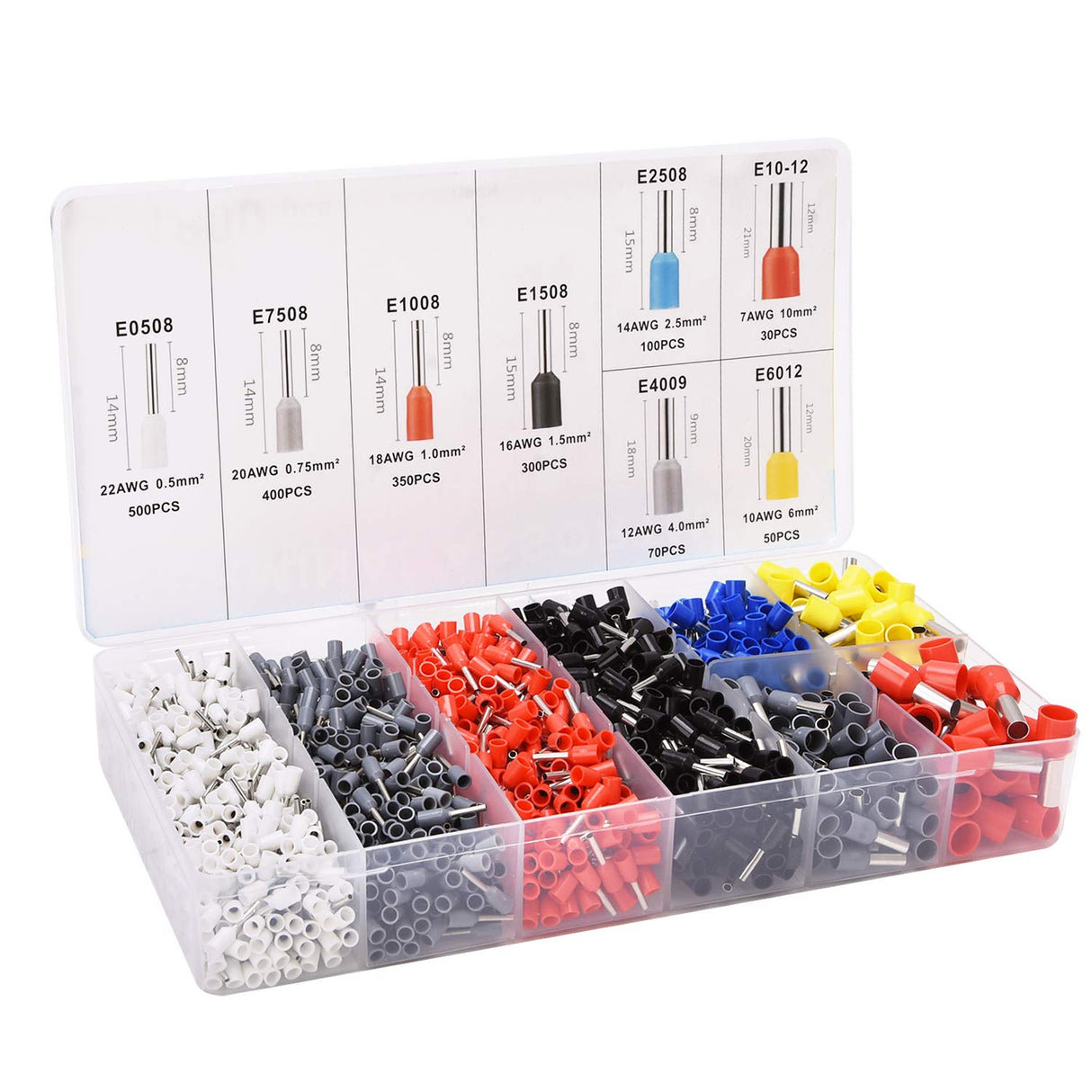 Ferrule Crimping Tools Wire Pliers - 1800 PCS Wire Ferrules with Crimpers Pliers Kit for Electricians, Adjustable Ratchet Tools with Terminals vanow