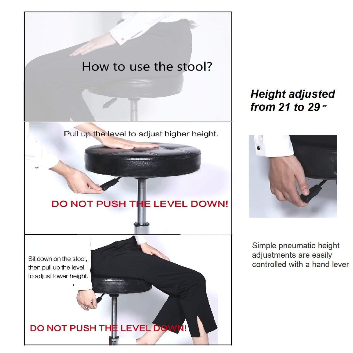 Kaleurrier Swivel Stool Chair Adjustable Height,Heavy Duty Hydraulic Rolling Metal Stool for Kitchen,Salon,Bar,Office,Massage (with Back Rest) Kaleurrier