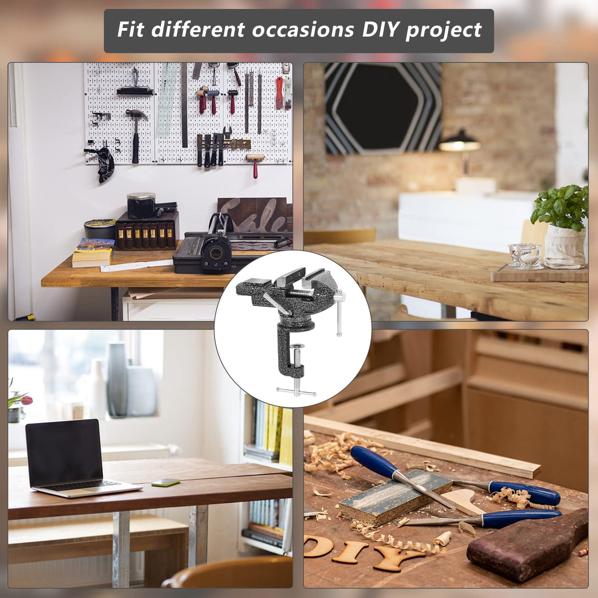 Bench Vise, ๐๐ข๐ซ๐๐ช๐๐ ๐ ๐ถ๐ป๐ถ ๐๐ฒ๐ป๐ฐ๐ต ๐๐น๐ฎ๐บ๐ฝ for Workbench, 2.9 inch Swivel Table Vise for Small DIY Projects, Handcraft Creations, Woodworking, Sculpting GOXAWEE