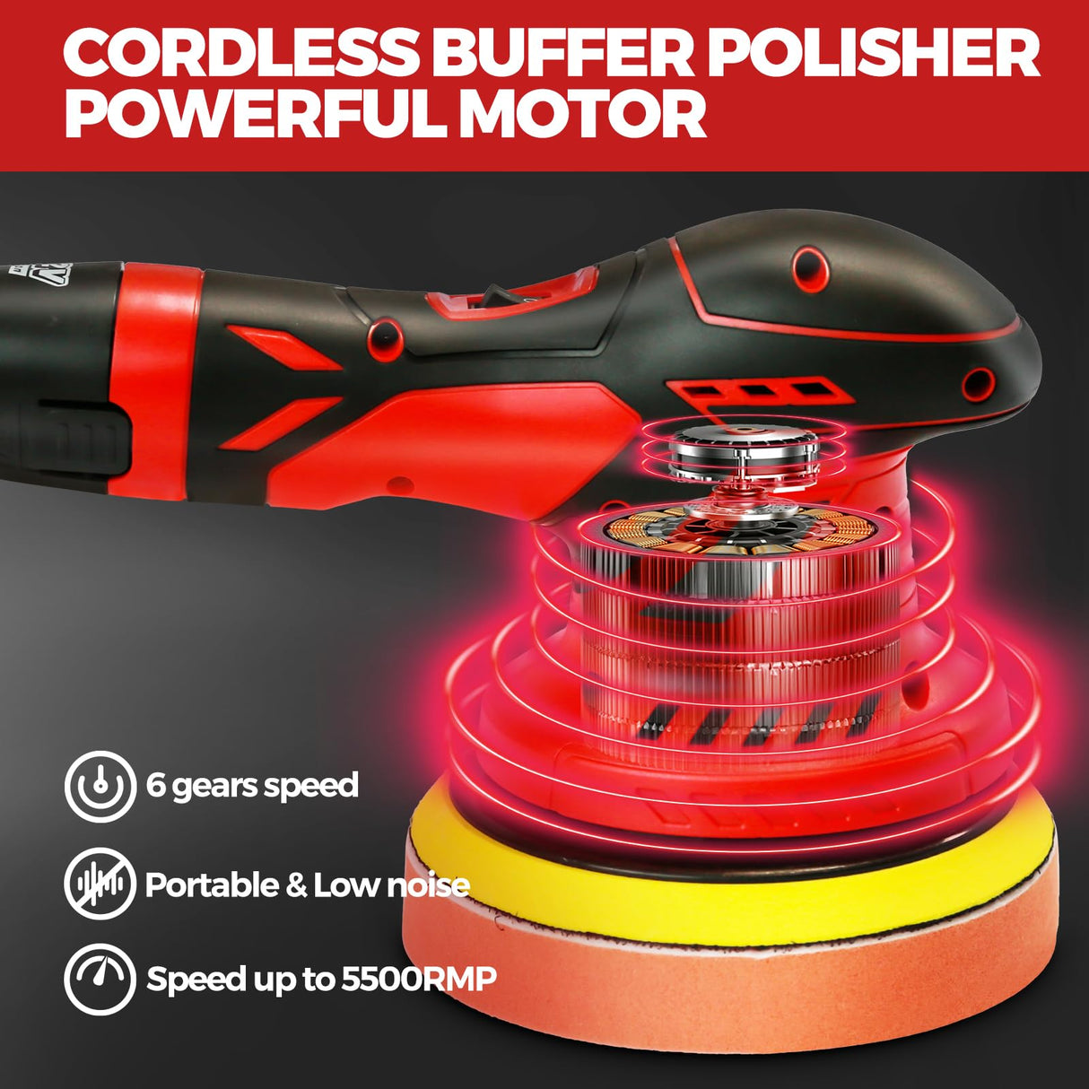 FORASTO 40Pack Cordless Buffer Polisher,DA Buffer Polisher Waxer for Car Detailing, Car Buffers And Polishers kit,Car Accessories,6 Variable Speed, FORASTO
