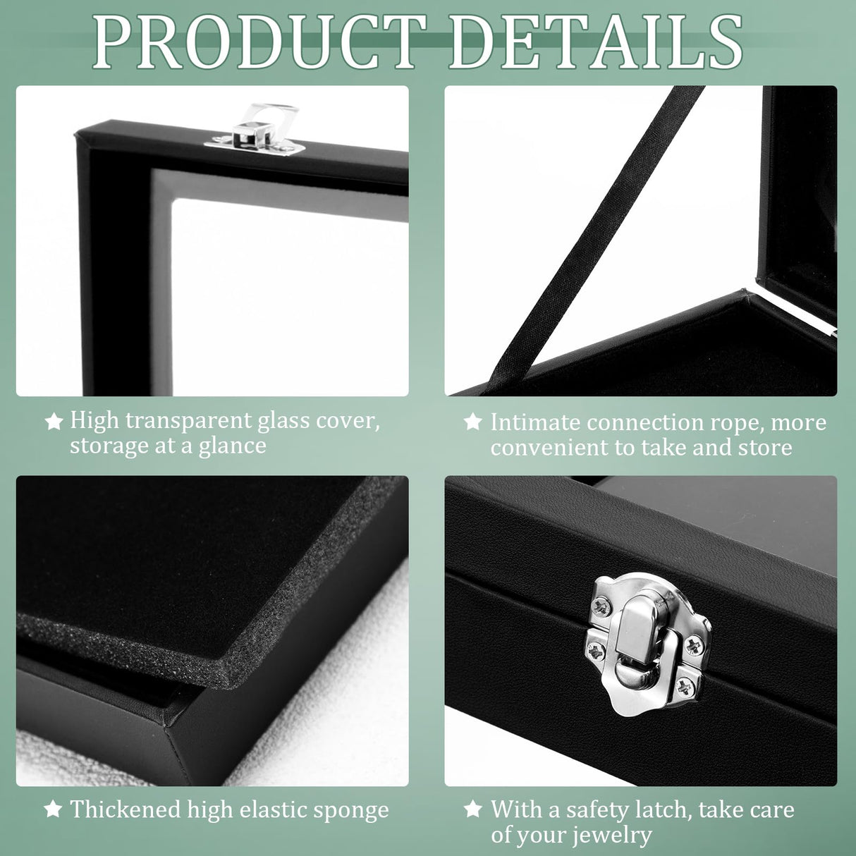 Huquary 3 Pcs Jewelry Display Cases Wooden Jewelry Box Glass Top Display Cases for Collectables with Glass Window on Top Display Case Organizer for Huquary