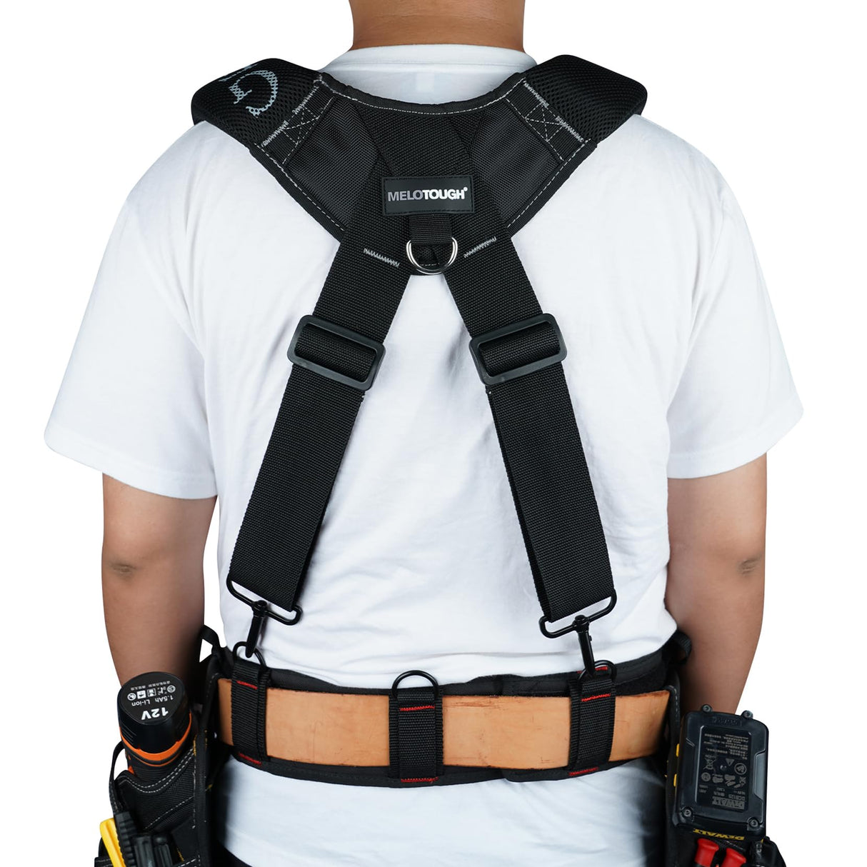 MELOTOUGH Work Belt Suspender Tool Belt Suspenders Bag Suspenders for Men Heavy Duty with Gel Shoulder Pad Detachable Phone Holder for MELOTOUGH