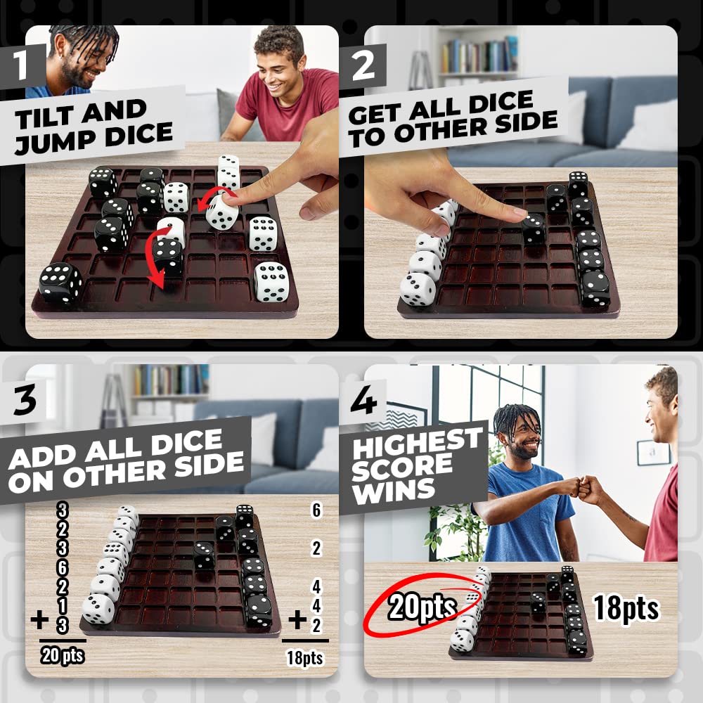 Dittle - Dice Battle | Ages 6+ | Unique Wooden Coffee Table Games for Adults and Family | Best Board Games for Kids 2 Player | Bar Games for Adults SWOOC