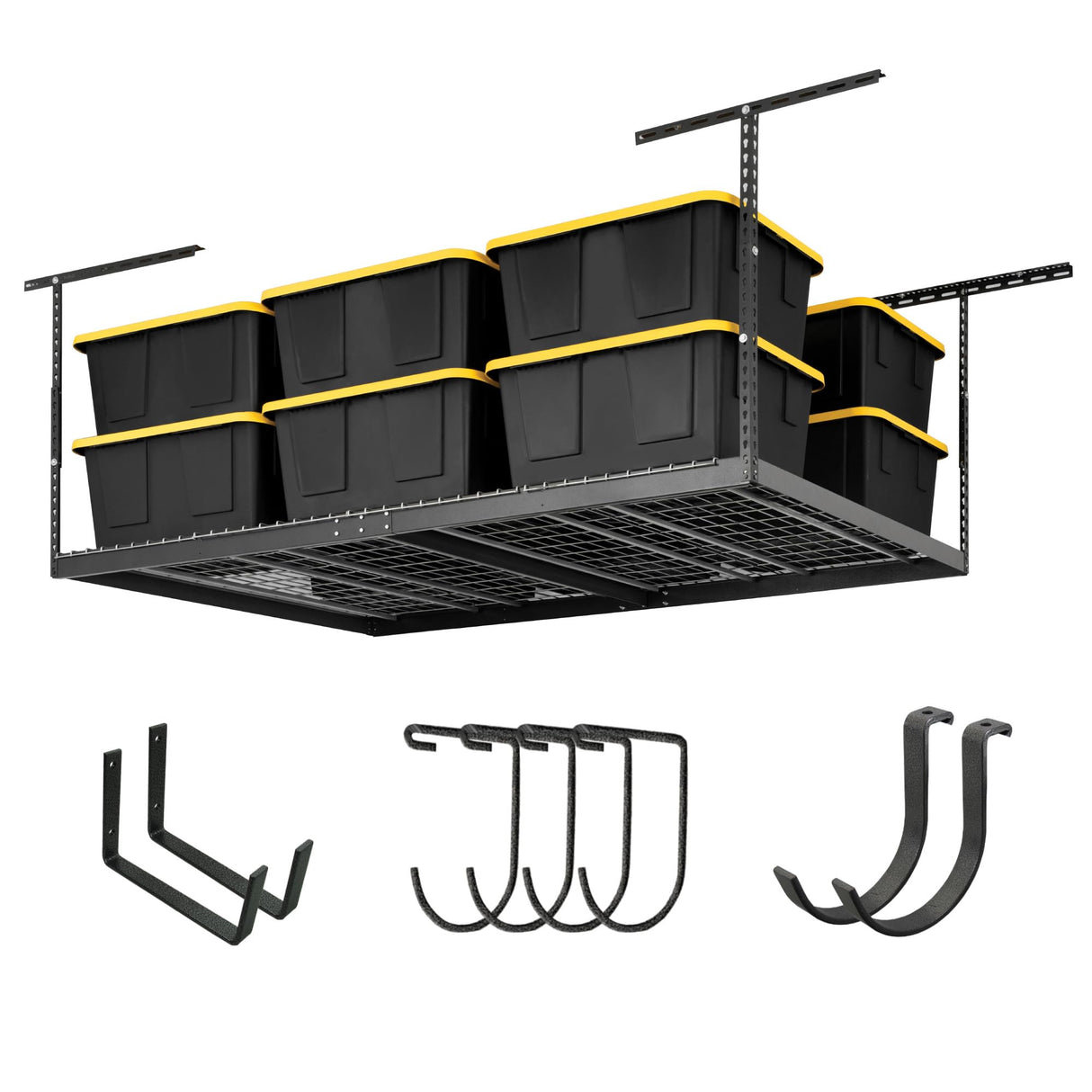 SafeRacks Overhead Garage Storage Rack - Heavy Duty Racks for Garage with 600 lb Capacity, Easy Garage Storage, Adjustable Storage Rack, Ceiling SafeRacks