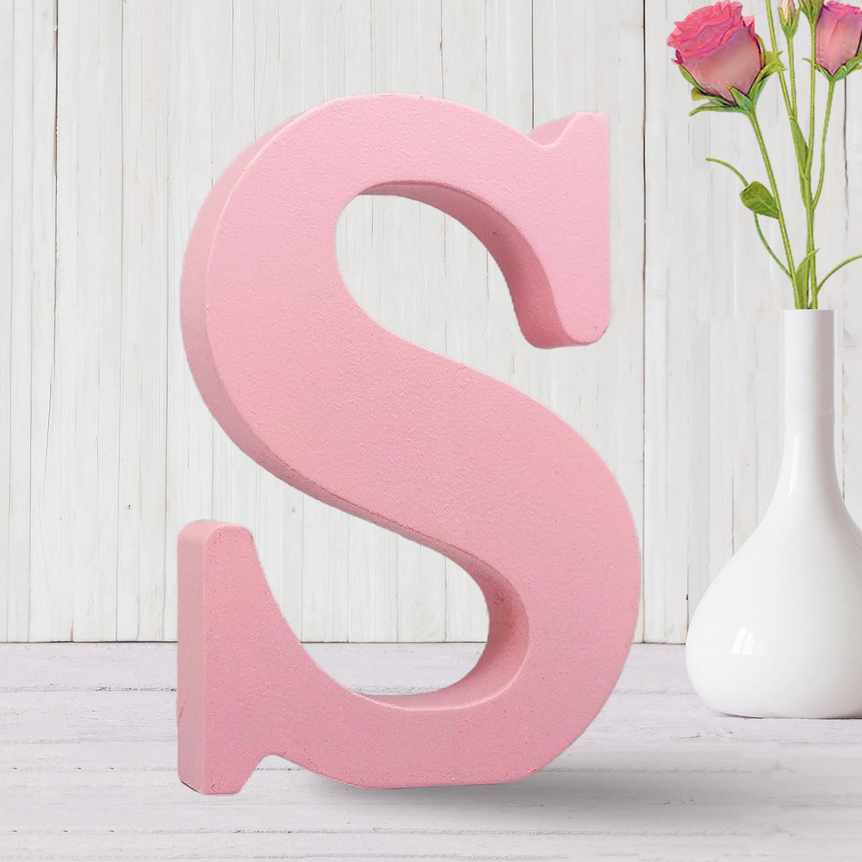 AOCEAN 6 Inch Pink Wood Letters Unfinished Wooden Letters for Wall Decor Decorative Standing Letters Slices Sign Board for Crafts Christmas AOCEAN