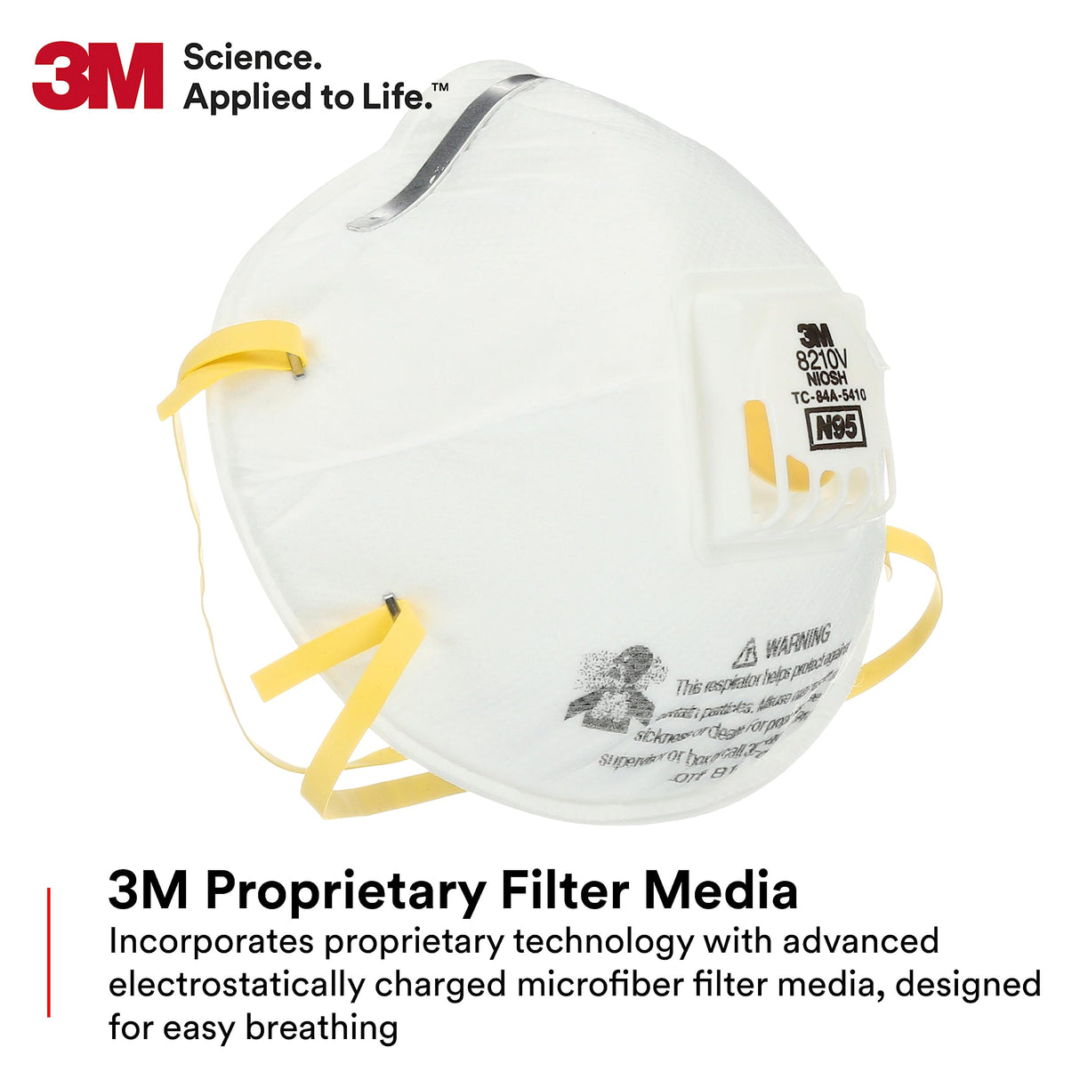 3M Particulate Respirator 8210V with Cool Flow Valve, Smoke, Grinding, Sanding, Sawing, Sweeping, Woodworking, Dust, 80/Pack 3M Personal Protective Equipment