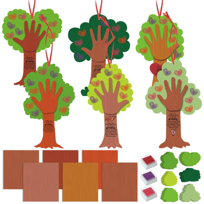 Menkxi 30 Sets Valentine Tree Thumbprint Sign Craft Kit Valentine's Day Crafts for Kids DIY Poem Sign Craft for Art Project School Classroom Family