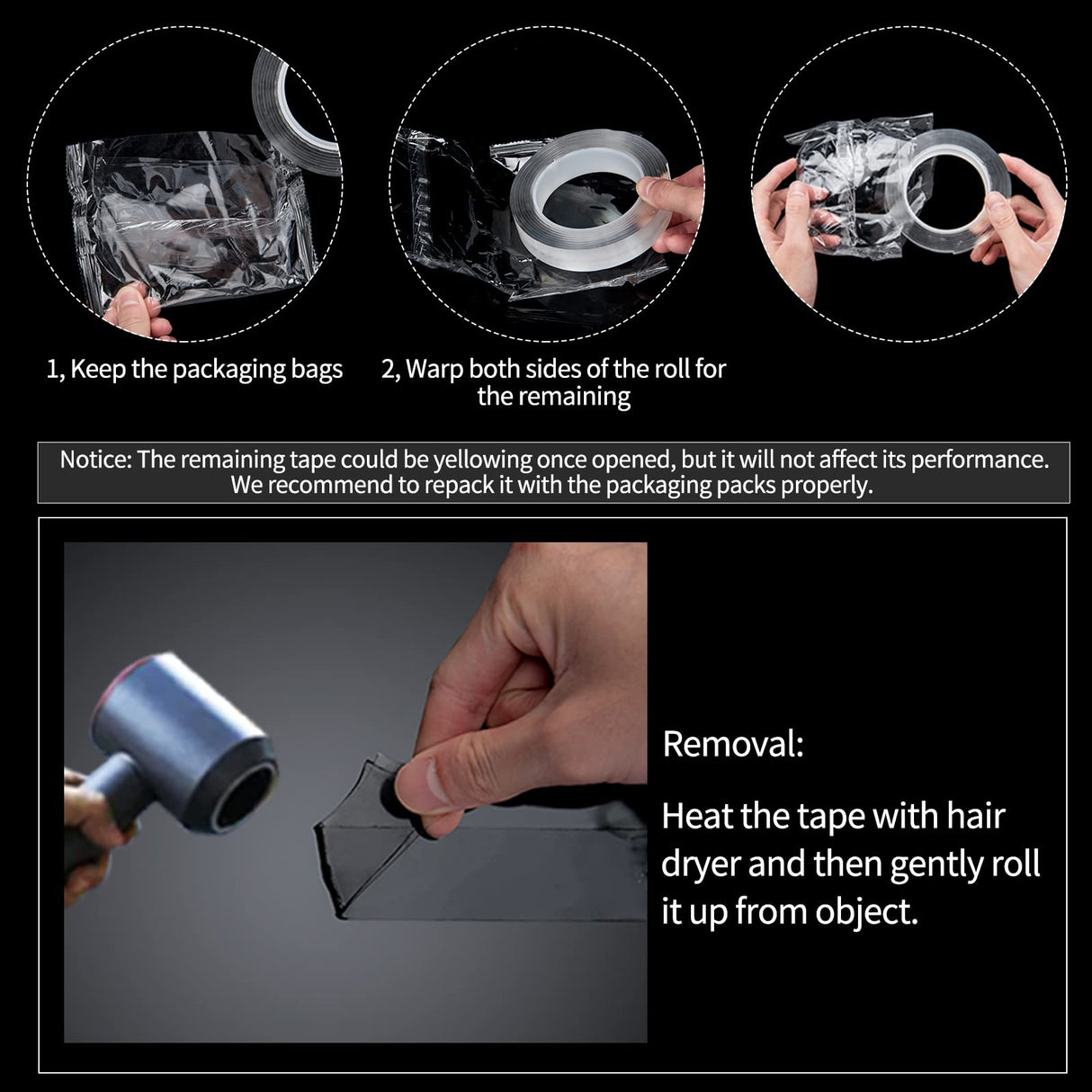 Art3d Double-Sided Tape (10FT) Mounting Tape, Multipurpose Removable Adhesive Foam Tape, Transparent Tape for Paste Items, Household Art3d