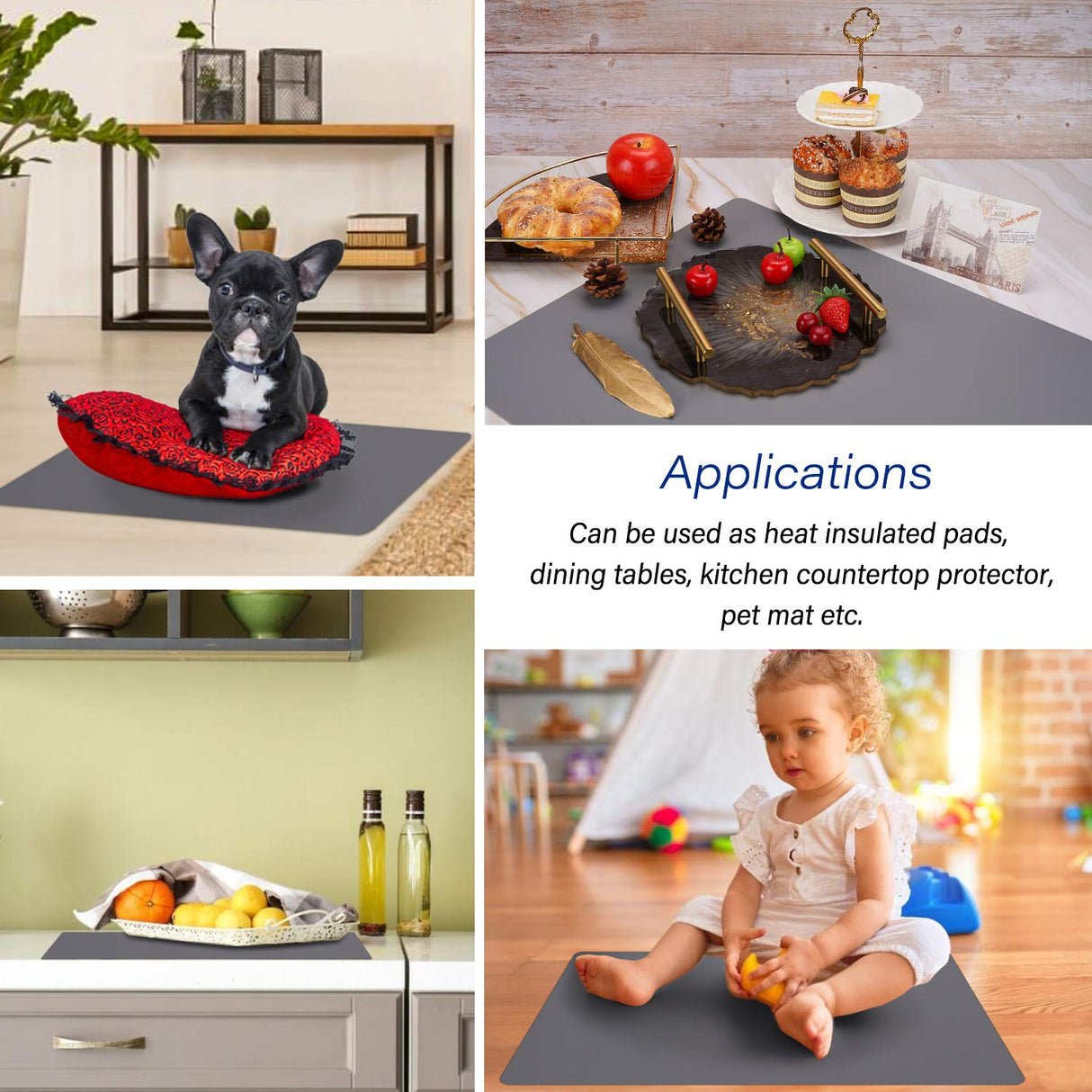 Gartful Silicone Mat Dark Grey 25.2" x 17.7", Silicone Craft Sheet Large, Silicone Pad Desk Work Mat, Countertop Protector, Table Placemat, Resin Gartful