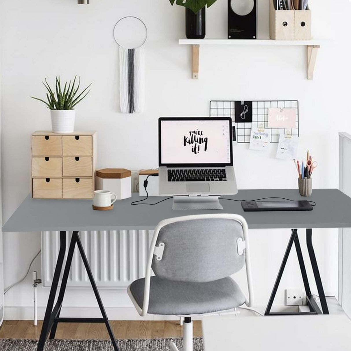 Kaboon 55x24 Grey Tabletop Only, Wood Desktop One Piece, Table Top for Standing Desk Frame, Laminate Countertop, Tabletop Board Only for Home and Kaboon