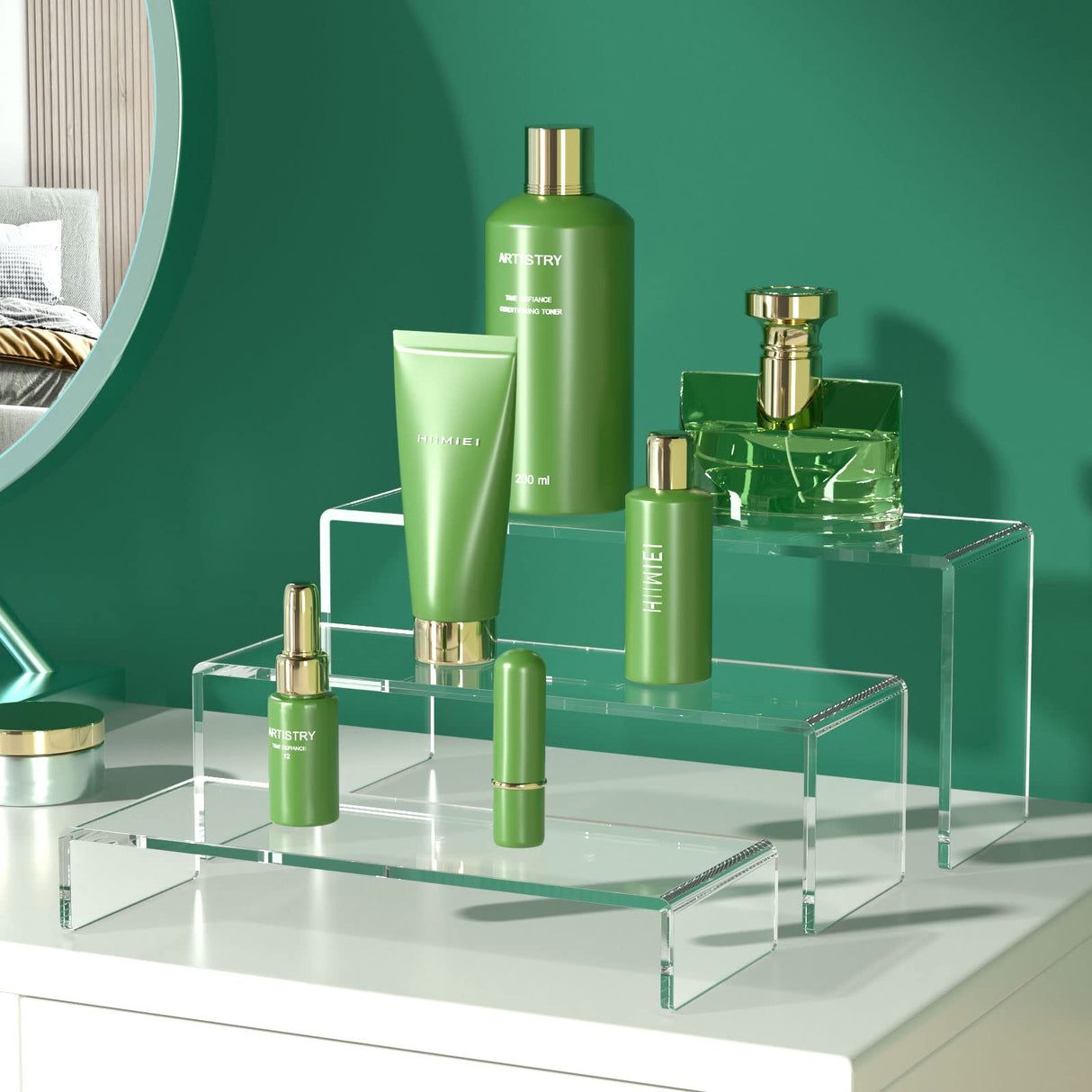 HIIMIEI Acrylic Display Riser, 6 Pcs 9" Large Acrylic Risers, Clear Rectangular Display Shelf for Cupcake Stand, Tiered Display Stand for Gemstone, HIIMIEI