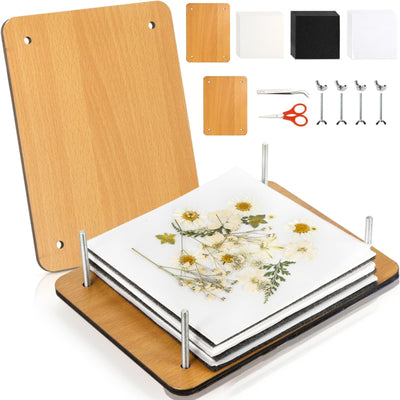 Noamus Flower Press Kit, 7" x 9.5" 6-Layer Wooden Leaves Pressing Kit for Adult, Solid Wood Book Pressed Plant Preservation Kit, DIY Arts Dried