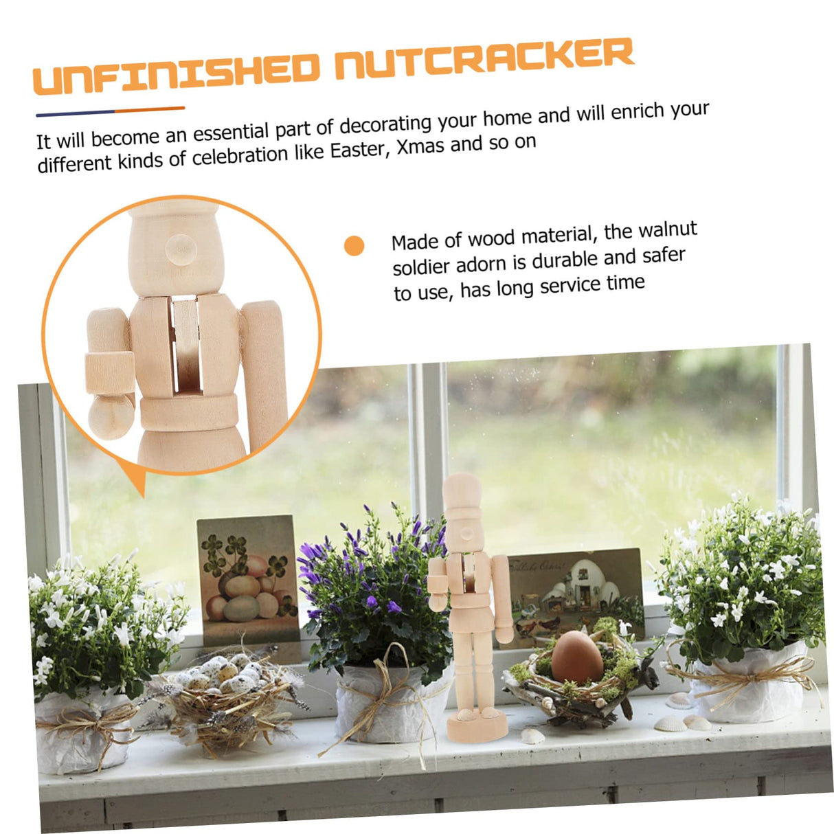 BESPORTBLE Easter Nutcrackers Wooden Soldiers Figurine Unfinished Walnut Soldier Kidult Toys Nutcracker Toy Easter Wooden Puppet Unfinished BESPORTBLE